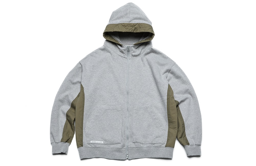 Fabric Mix Hood Zip-up (gray)